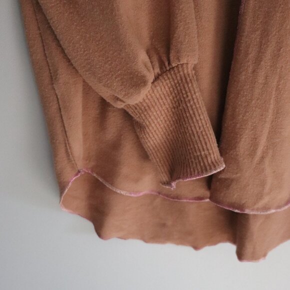 Democracy Brown Medium Lightweight Soft Pocket Ribbed Knit Pullover Sweater Top - Picture 8 of 12